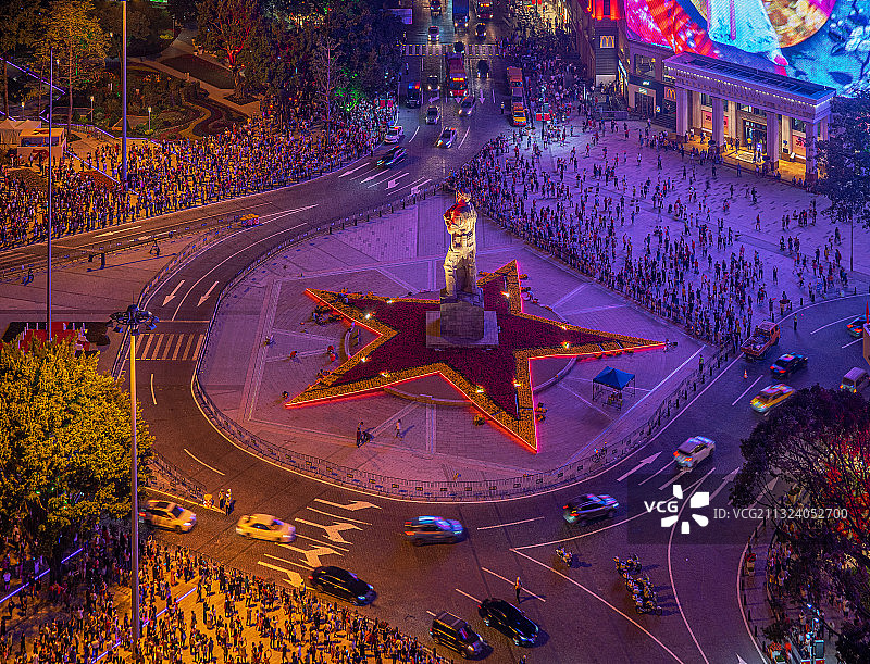广州海珠广场建筑灯光秀繁华夜景图片素材