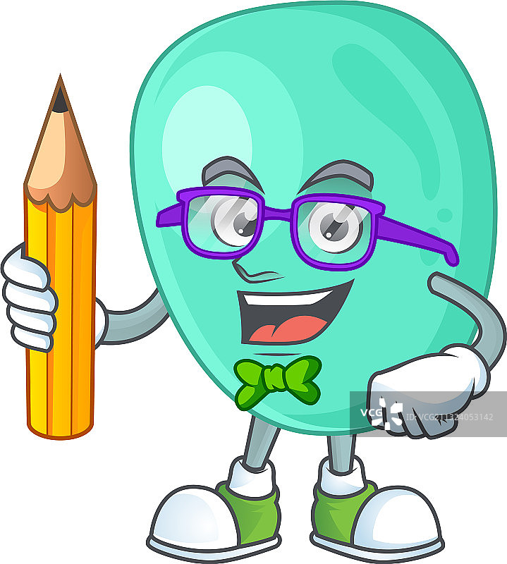 正在用铅笔学习的金黄色葡萄球菌学生图片素材