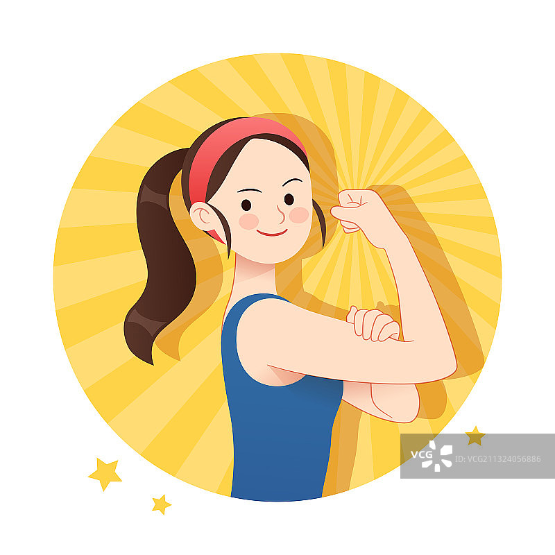 一名健身女性举着拳头图片素材