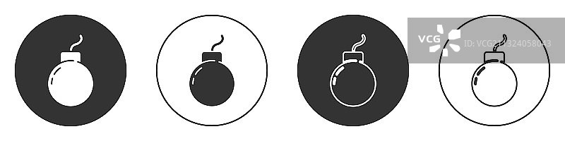 白色背景上的黑色炸弹爆炸图标图片素材