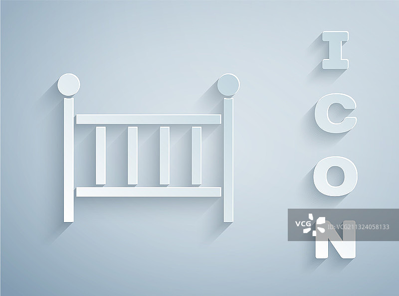 剪纸风格：婴儿摇篮床标志图片素材