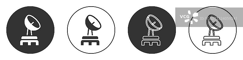 白色背景上的黑色雷达图标图片素材