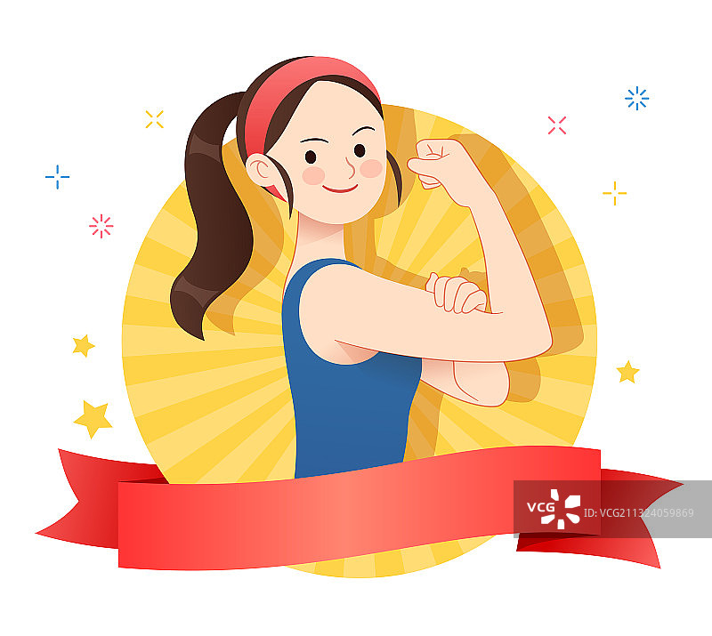 一位举着拳头的健身女性图片素材