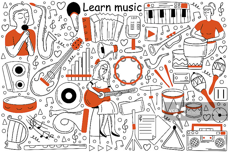 音乐涂鸦套装图片素材