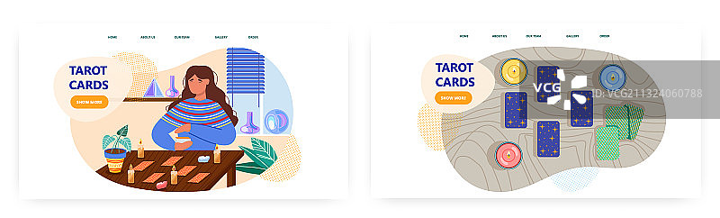 女算命师正在解读塔罗牌图片素材