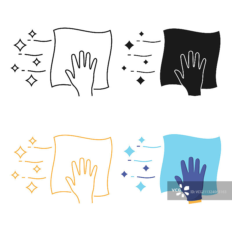 清洁餐巾纸线性图标表面消毒图片素材