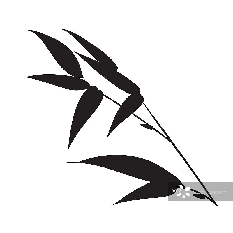 白色背景上的装饰竹枝图片素材