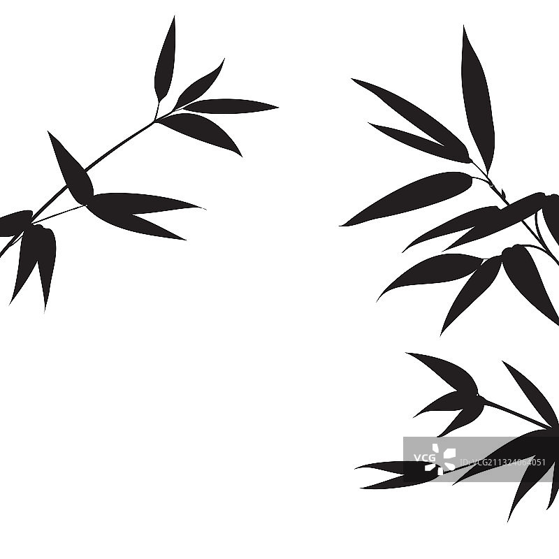白色背景上的装饰竹枝图片素材