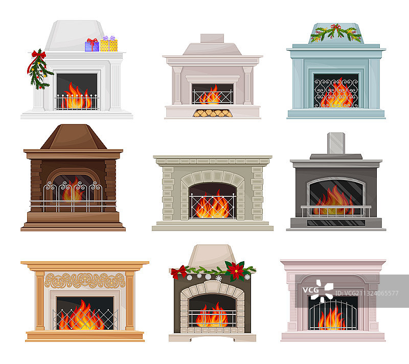 带壁炉架的石头壁炉图片素材