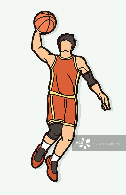 篮球运动员卡通动作图形图片素材