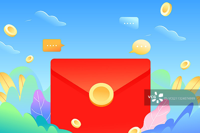 卡通青年节商务商业电商促销邀请好友红包互联网金融理财矢量插画图片素材