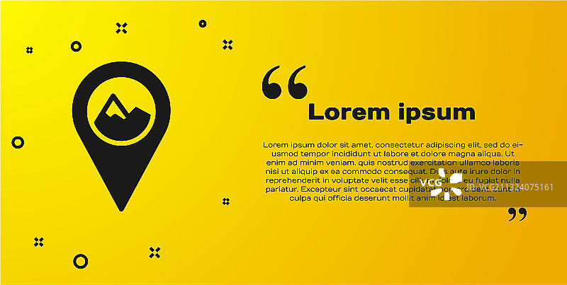 带有山脉图标的黑色地图指针图片素材