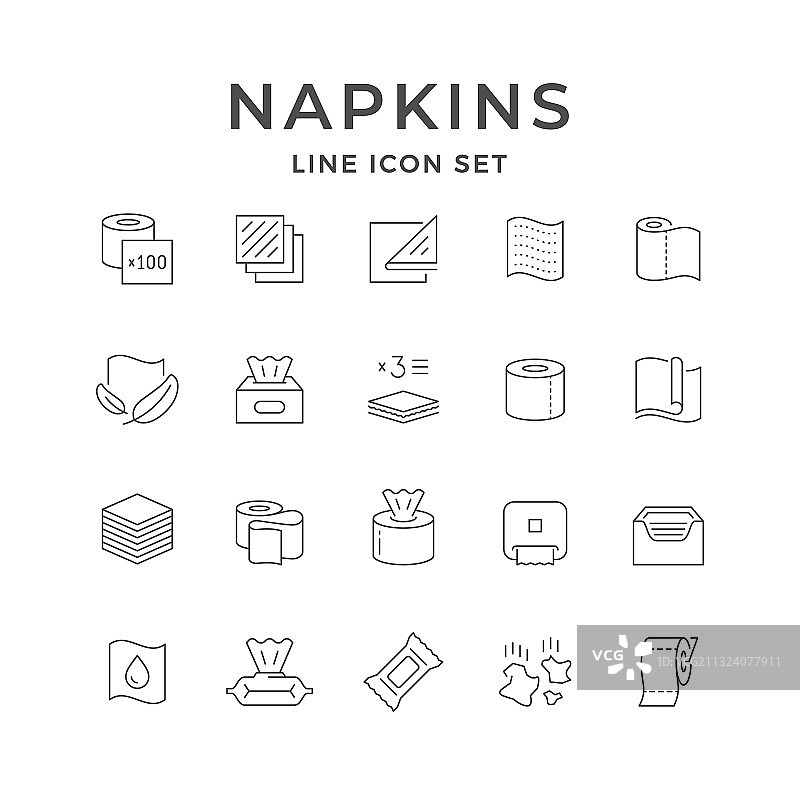 餐巾纸和卫生纸线条图标图片素材