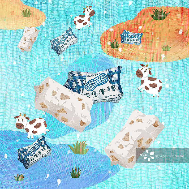 童年零食牛奶花生糖插画图片素材
