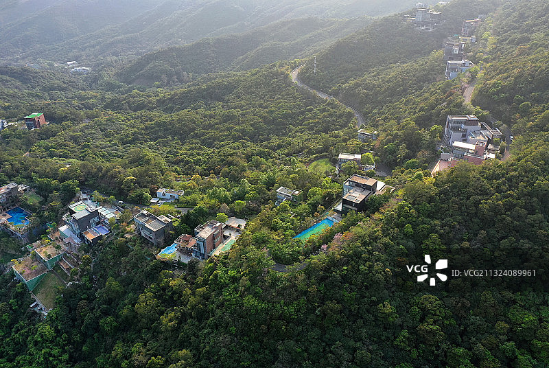 广东省深圳市盐田区大梅沙东部华侨城云海高地航拍图片素材