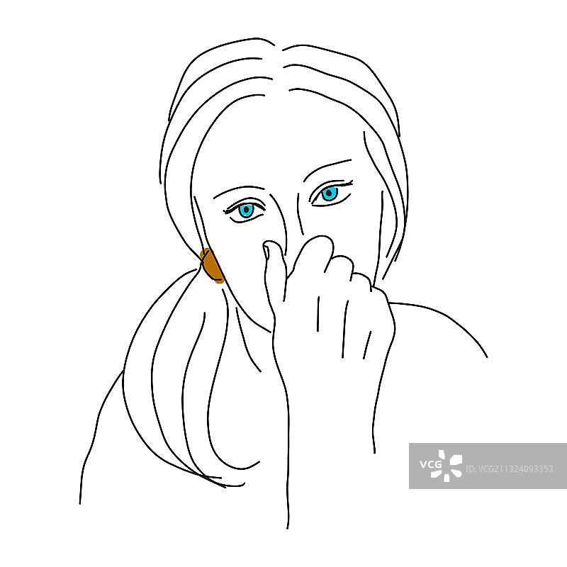 美丽过敏女性素描图片素材