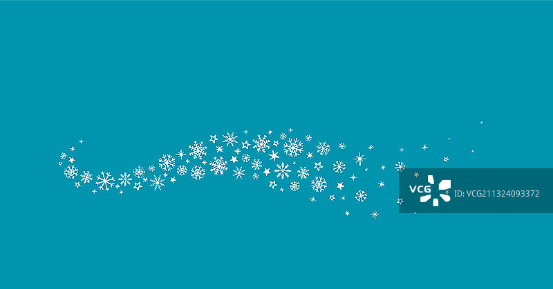 蓝色背景上的冬季雪花波浪图标图片素材