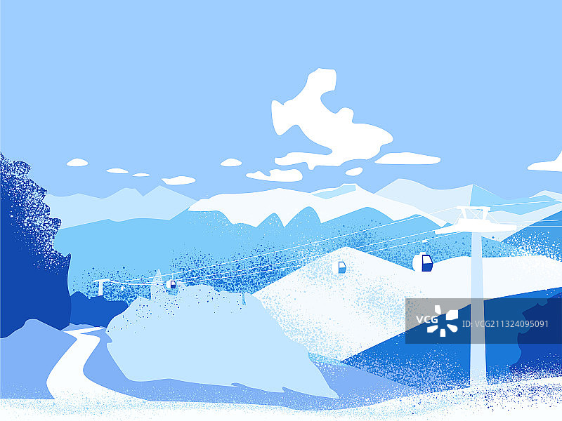 滑雪度假村冬季山景图片素材