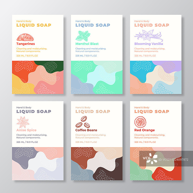 液体皂标签模板抽象集合图片素材