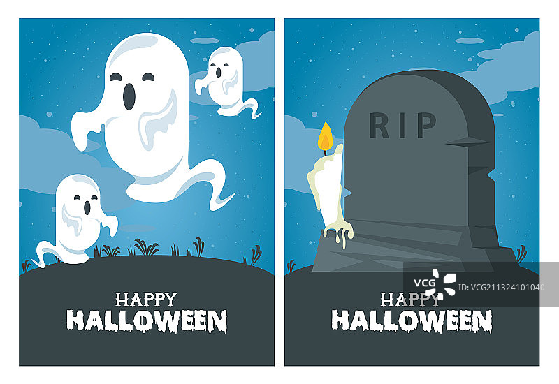 万圣节主题幽灵庆祝贺卡图片素材
