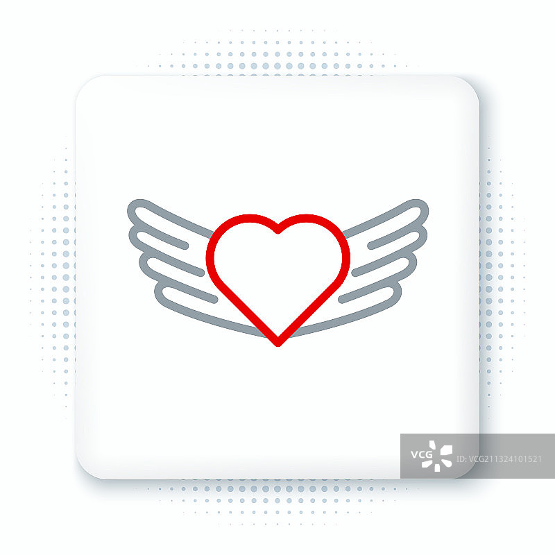 白色背景上的线条翅膀心形图标图片素材