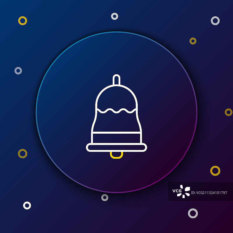 蓝色背景上的响铃线条图标图片素材