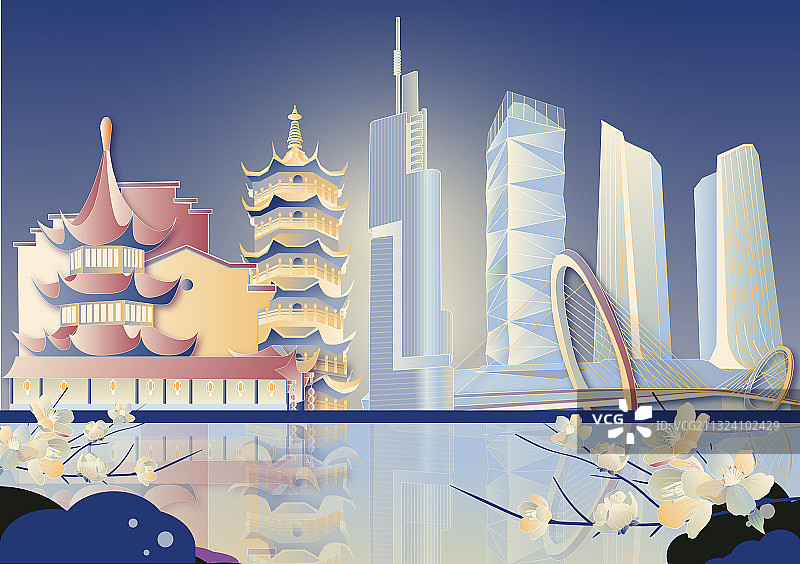 南京樱花城市地标夫子庙紫峰鸡鸣寺秦淮人家图片素材