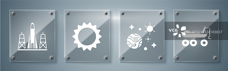 火星探测车、太空、太阳和火箭图片素材