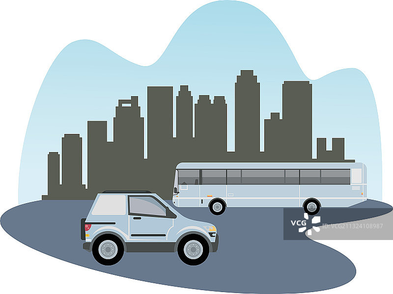白色露营车和巴士车辆模型图标图片素材
