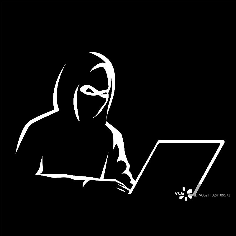 使用笔记本电脑的男性黑客图片素材
