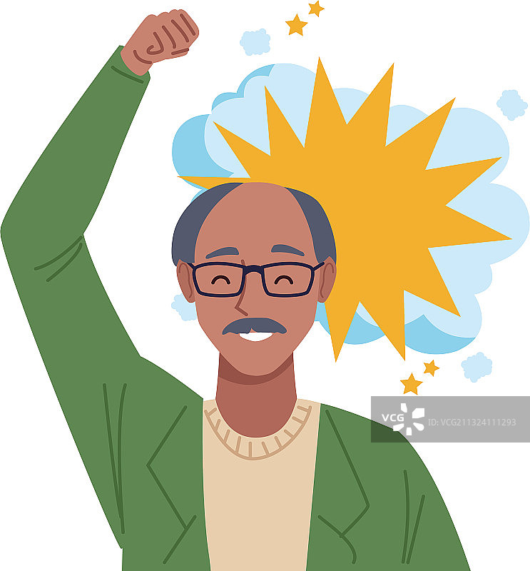 庆祝的快乐非洲裔老人图片素材