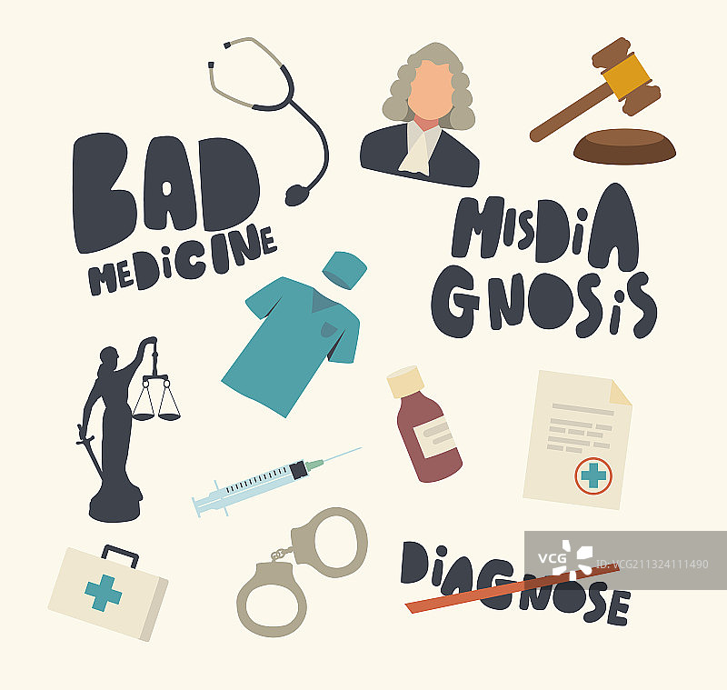 医疗误诊图标集图片素材