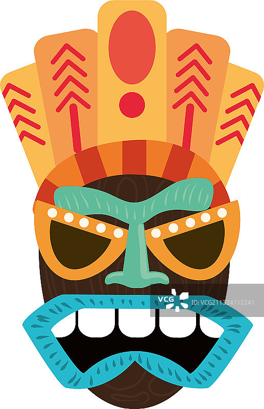 提基木制面具原始古代孤立图片素材