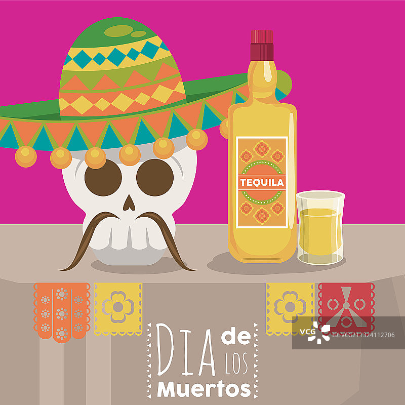 墨西哥流浪乐队骷髅亡灵节海报图片素材