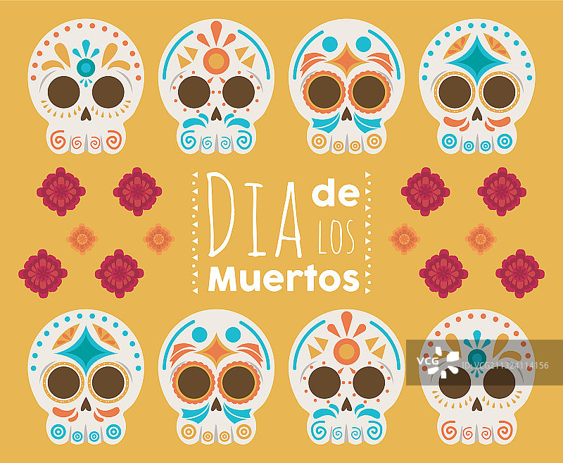 亡灵节骷髅头海报图片素材