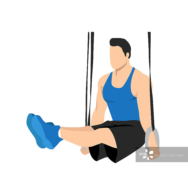 男人做体操吊环L支撑图片素材