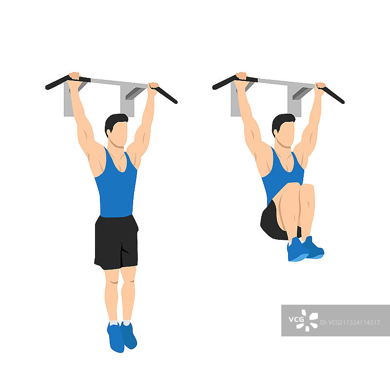 男人做悬垂举膝抬腿腹部运动图片素材