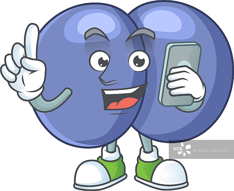 用电话交谈的卡通肺炎链球菌图片素材