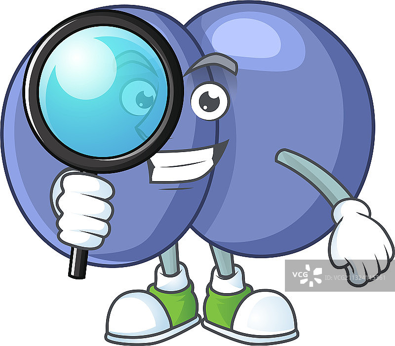 智能侦探肺炎链球菌卡通形象图片素材