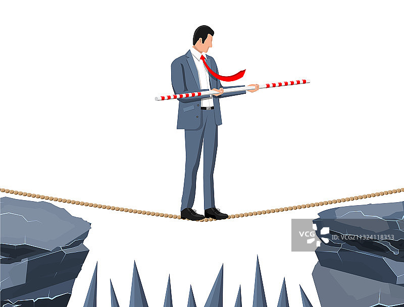 在绳子上行走的西装商人图片素材