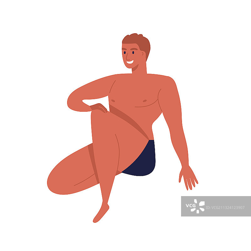 穿着黑色内裤的晒伤健壮男人图片素材