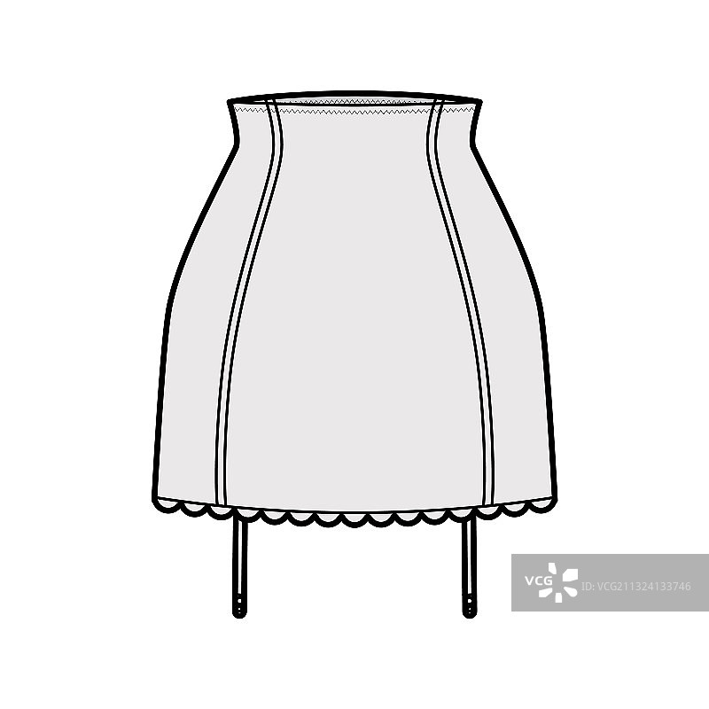 高腰弹力内衣褶皱裙技术图图片素材