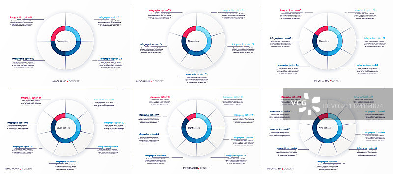 4/5/6/7段圆形图表信息图模板图片素材