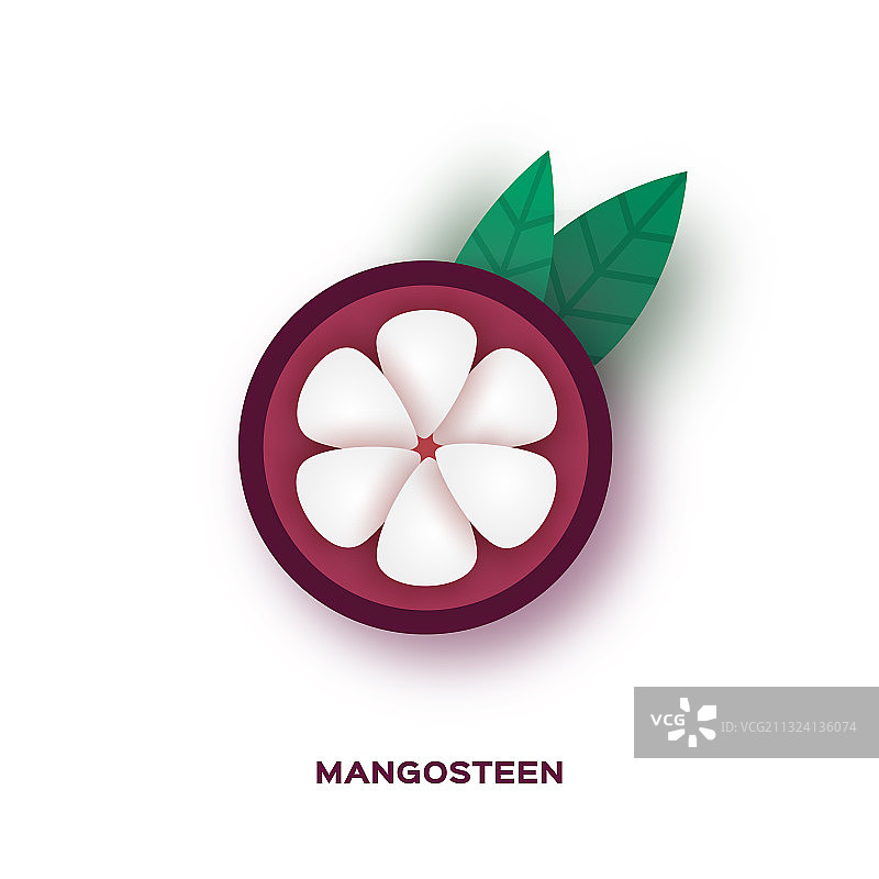 两个完整的山竹果和一个切开的山竹果图片素材