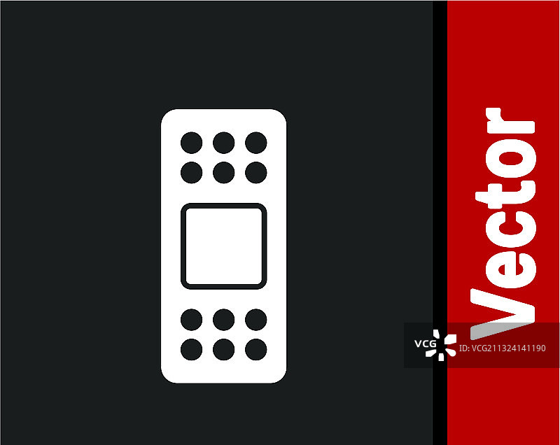 白色绷带膏药图标，黑色背景图片素材