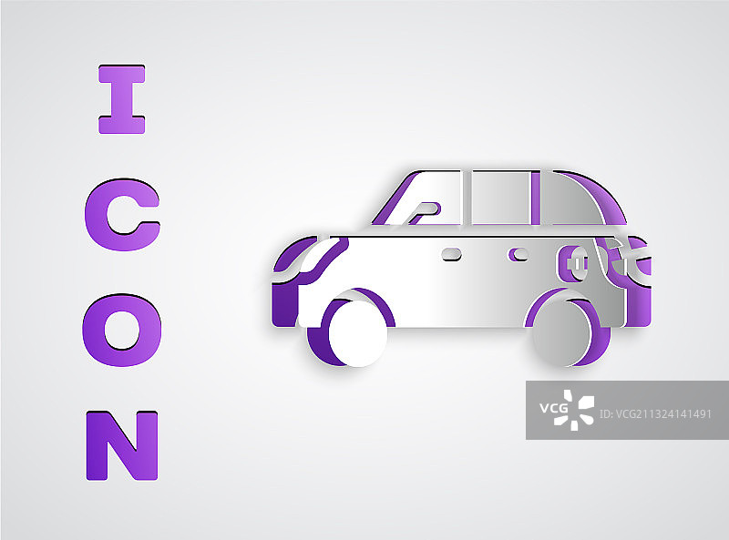 灰色背景上的剪纸掀背车图标图片素材