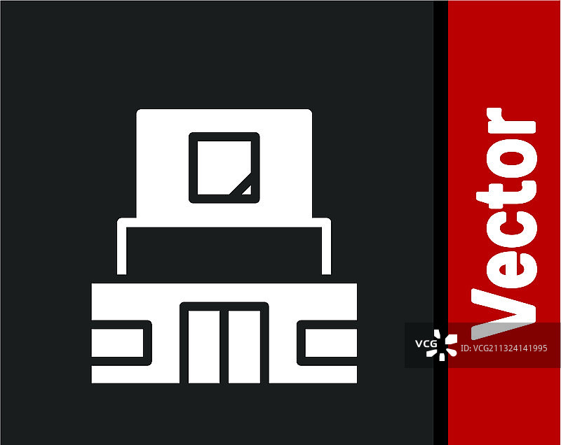 黑色背景上的白色列宁墓图标图片素材