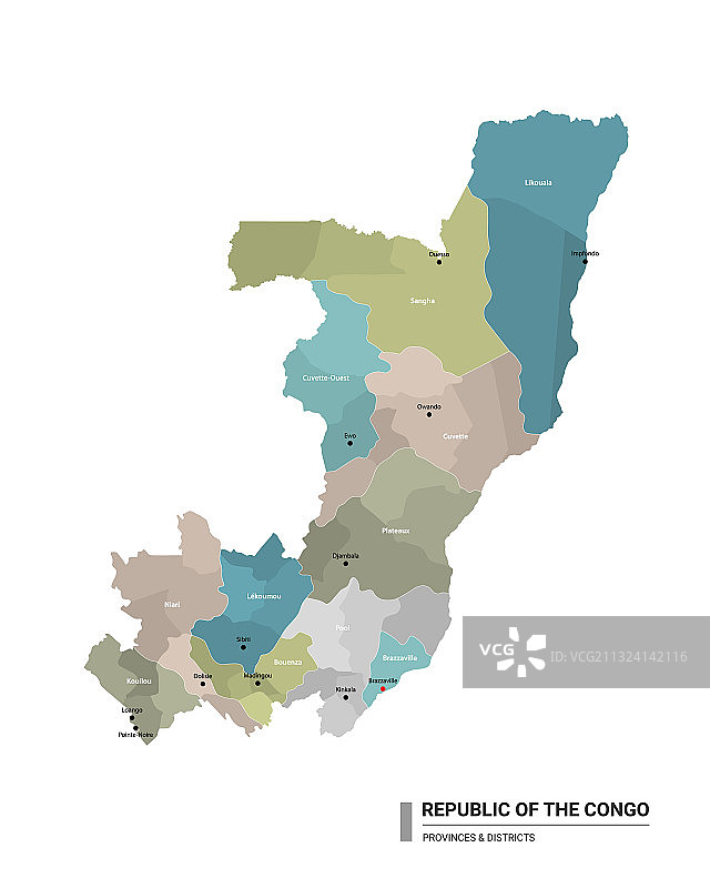 刚果共和国高精度详细地图图片素材