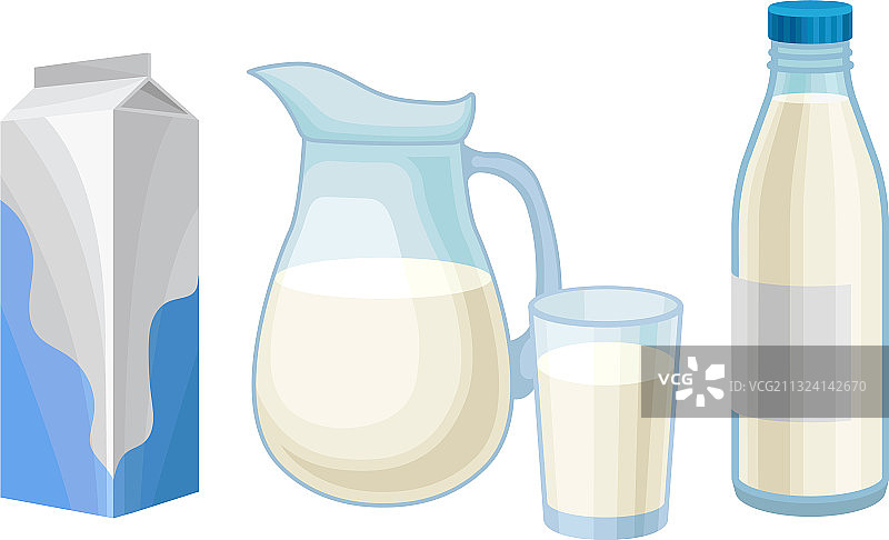 瓶装牛奶和纸盒装牛奶乳制品图片素材