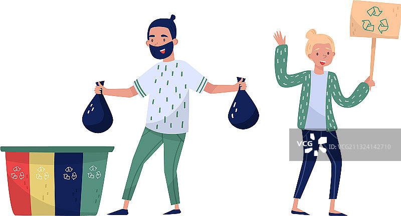 环保人士垃圾分类图片素材